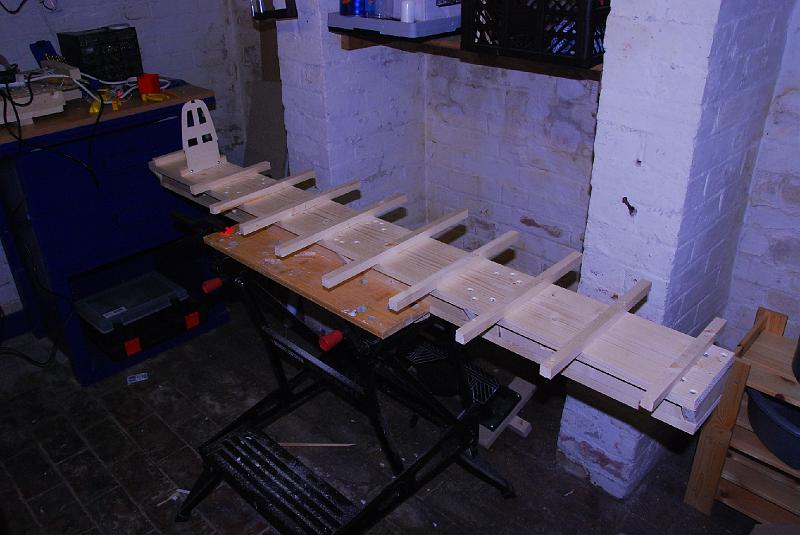 DSC_0020.JPG - The construction back bone, with frame 1 fitted.